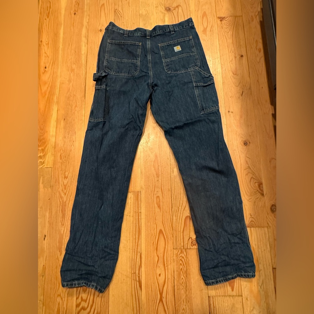 Carhartt Men's Dark Blue Cargo Pants-reinforced thighs